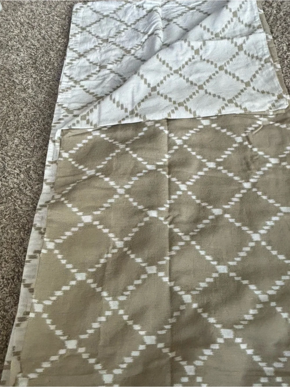 Neutral Beige and White Geometric Duvet cover and 2 pillows set linen cotton